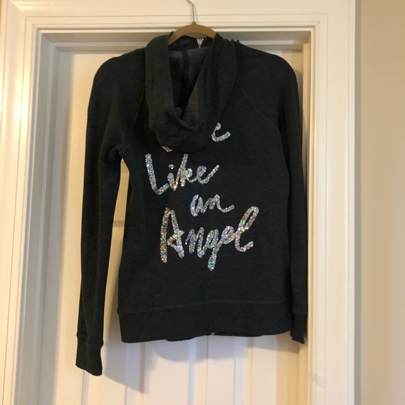 Victoria's Secret Tops - Charcoal Sequined Zip Up Victoria Secret Hoodie